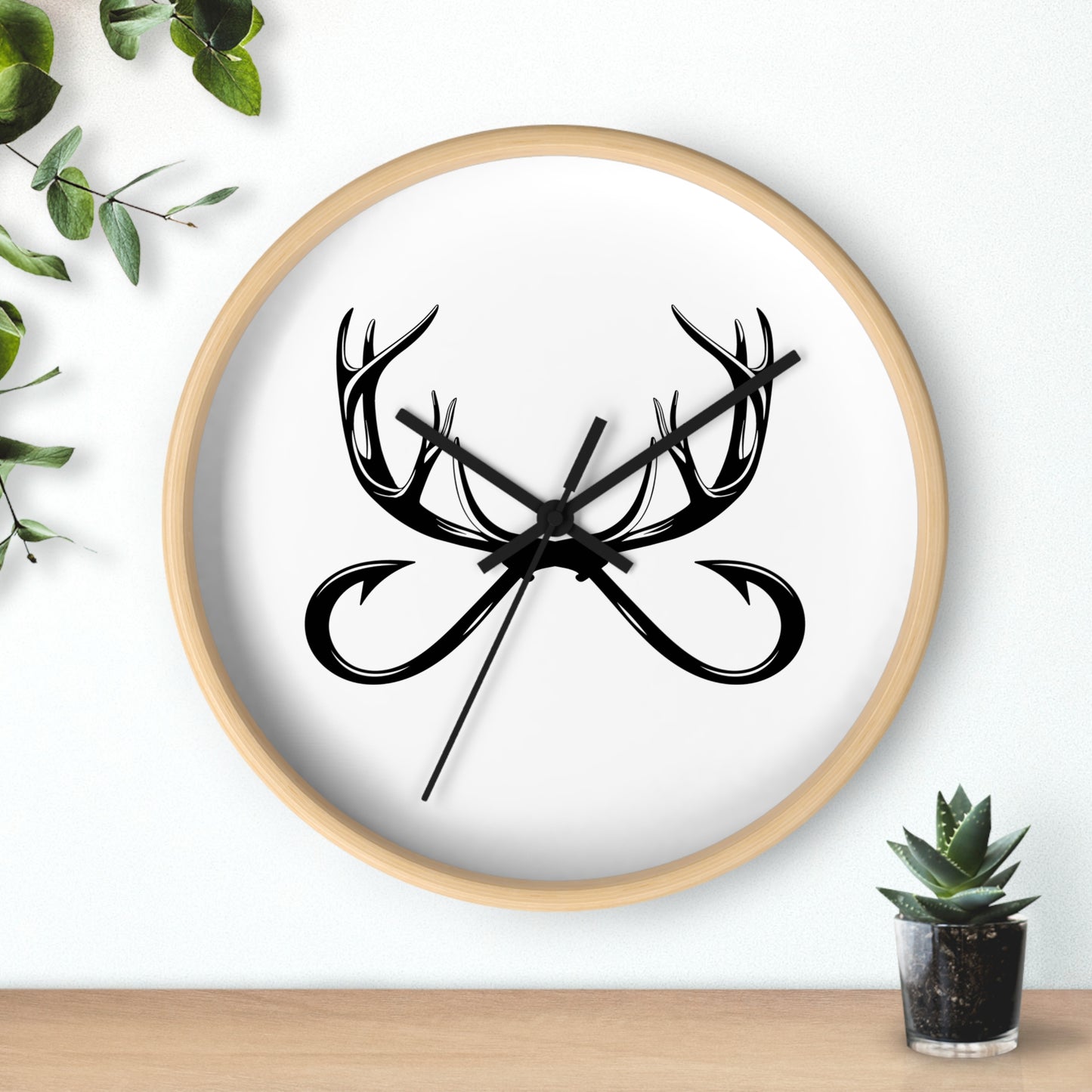Antler Infinity Wall Clock — Modern Rustic Deer Antlers Decor