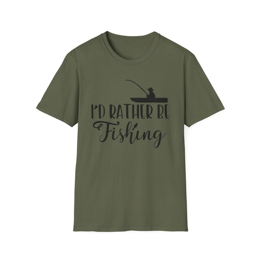 I'd Rather Be Fishing T-Shirt — Fisherman Silhouette Tee