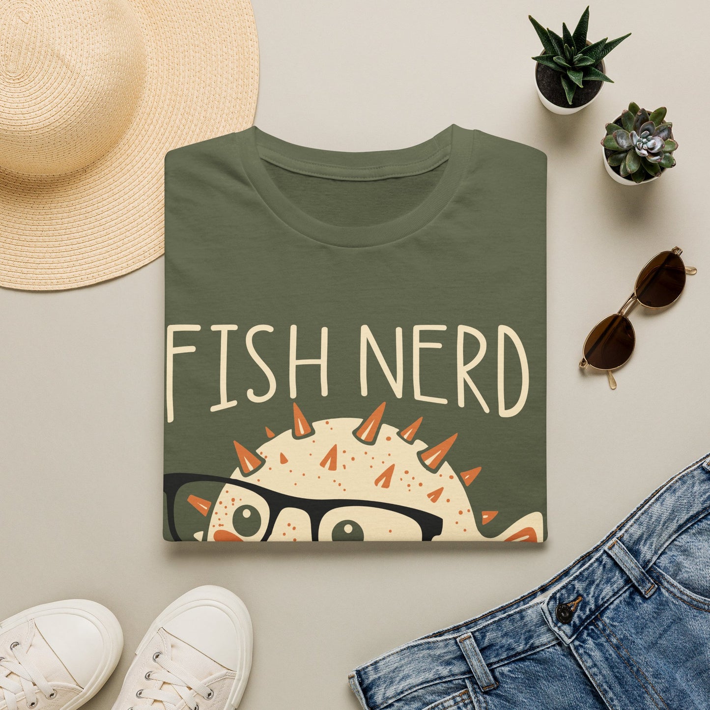 Fish Nerd T-Shirt — Cute Pufferfish Glasses Tee for Marine Lovers