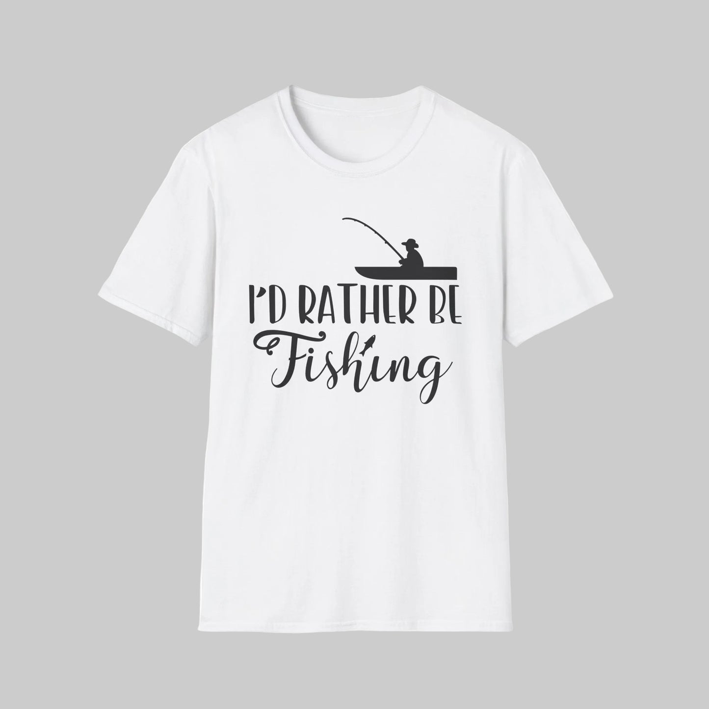 I'd Rather Be Fishing T-Shirt — Fisherman Silhouette Tee