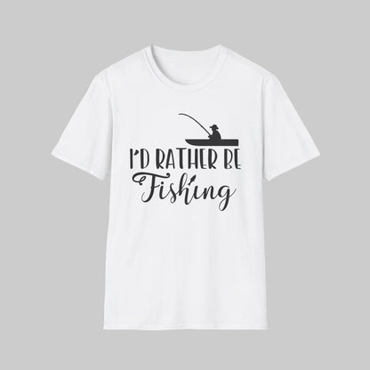 I'd Rather Be Fishing T-Shirt — Fisherman Silhouette Tee