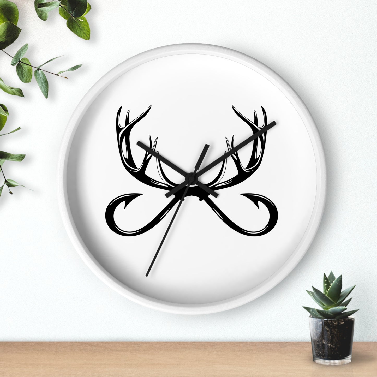 Antler Infinity Wall Clock — Modern Rustic Deer Antlers Decor