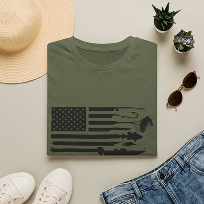 American Flag T-Shirt — Rods, Lures & Bass Silhouette