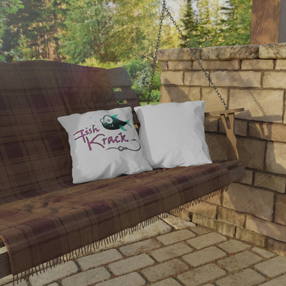 Fish Krack Outdoor Pillow — Graphic Decorative Pillow for Patio, Dock & Cabin