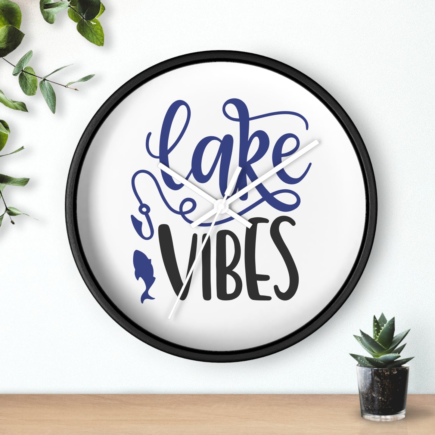 Lake Vibes Wall Clock — Nautical Fishing Cabin Decor
