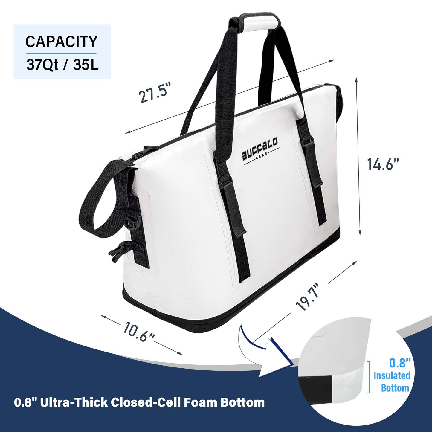 37QT Seamless Insulated Fish Cooler Bag