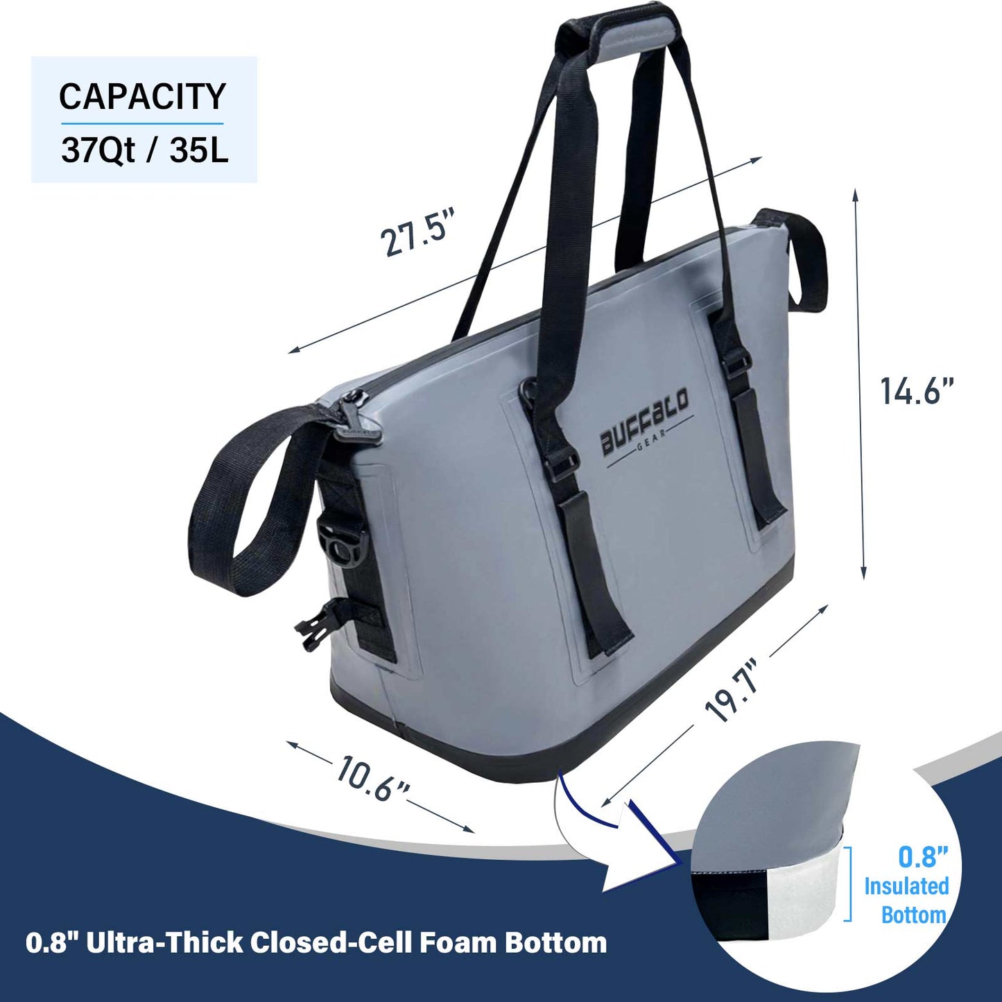 37QT Seamless Insulated Fish Cooler Bag