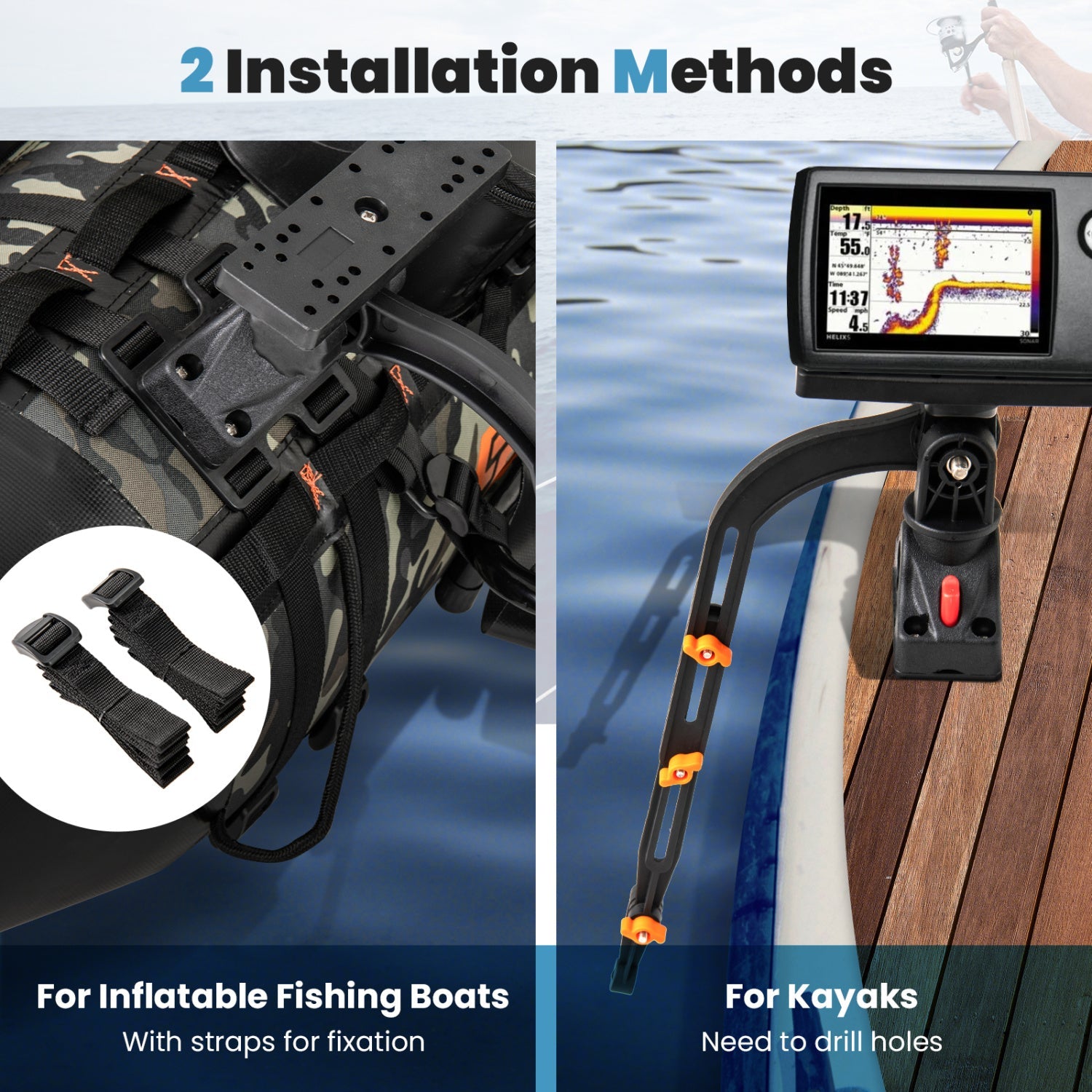 Fishing Boat Accessory Set with 360° Rotatable Mount & Rod Rack DirectDeals