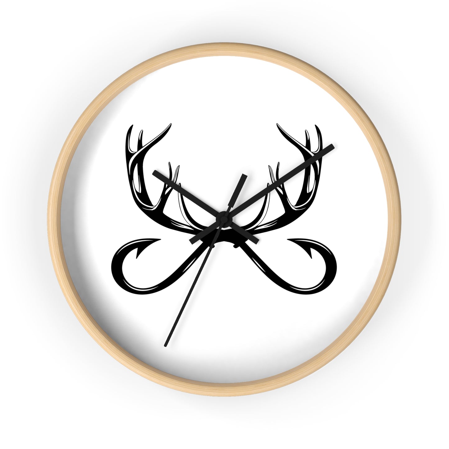 Antler Infinity Wall Clock — Modern Rustic Deer Antlers Decor