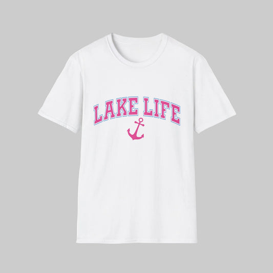 Lake Life T-Shirt — Pink Anchor Summer Tee