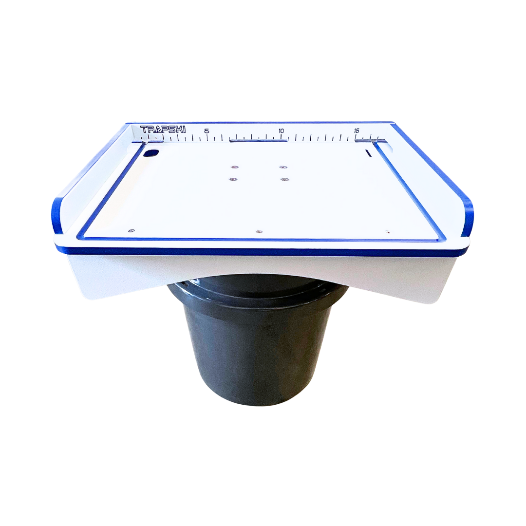 Premium Rod Mount 18" or 33" Raised Fillet Table – 3-in-1 Bait & Fish Station | Fits Rod Holders, Buckets & Flat Surfaces | Marine-Grade HDPE | Ruler, Juice Groove, Knife & Tool Slots TRAPSKI