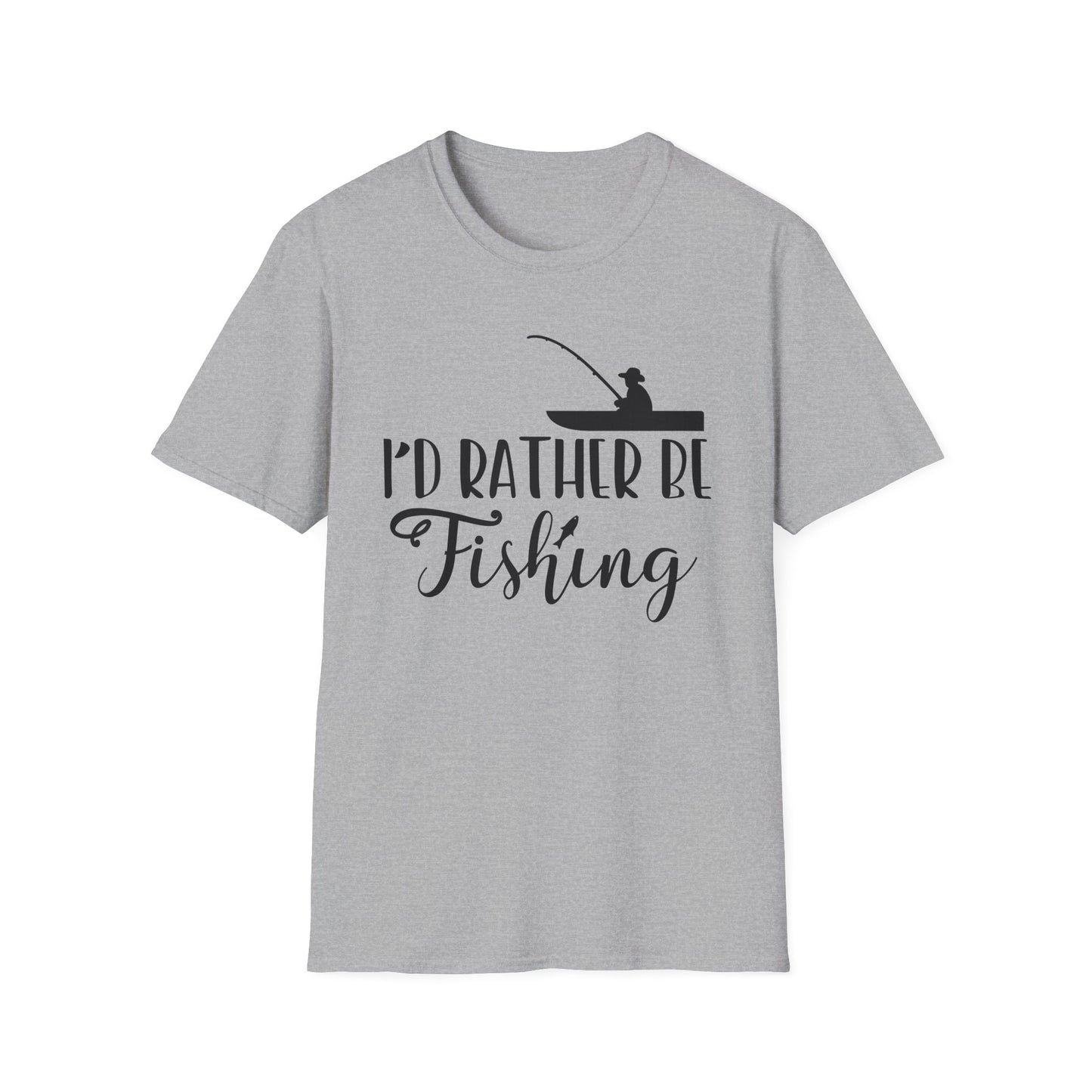 I'd Rather Be Fishing T-Shirt — Fisherman Silhouette Tee