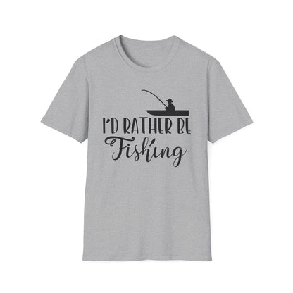 I'd Rather Be Fishing T-Shirt — Fisherman Silhouette Tee