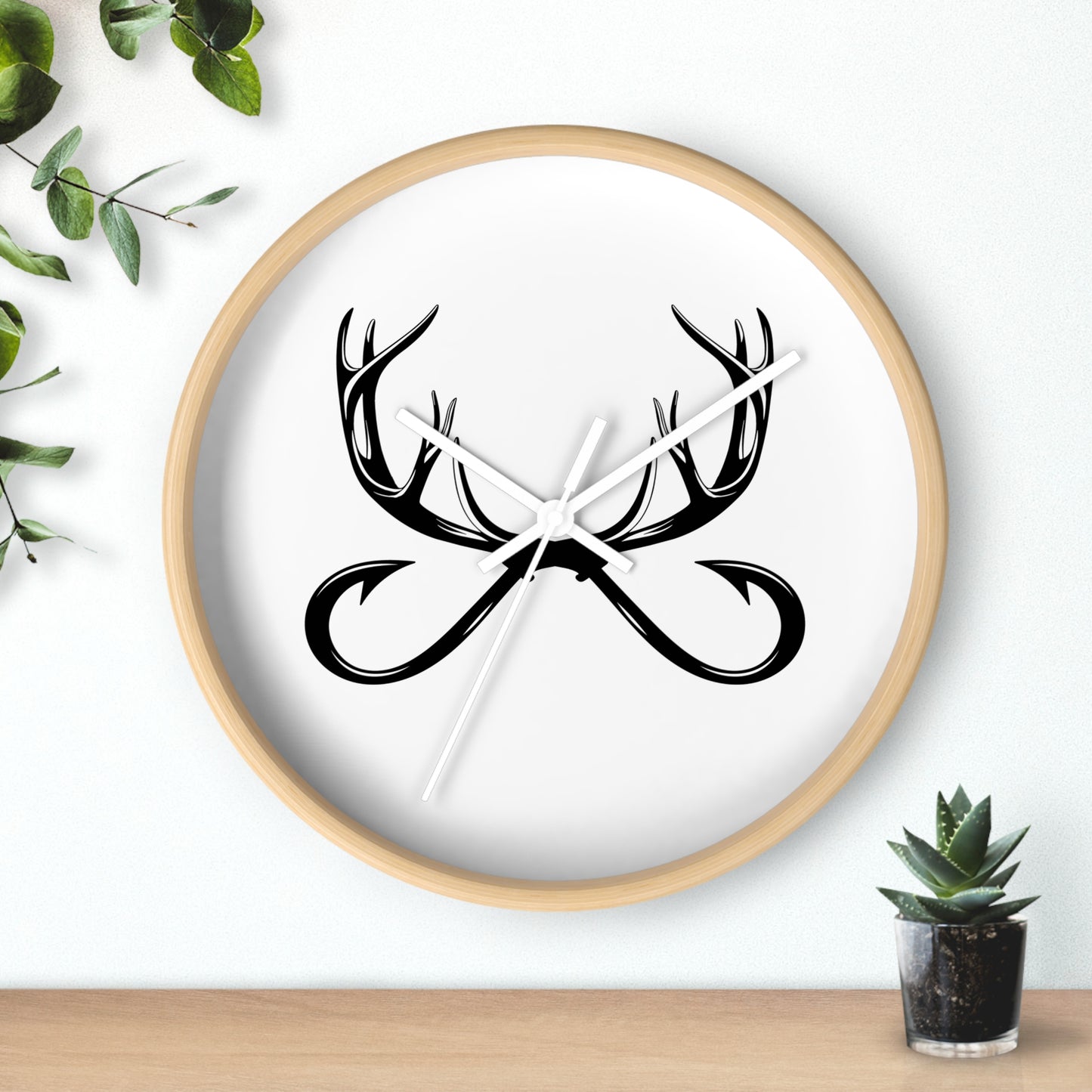 Antler Infinity Wall Clock — Modern Rustic Deer Antlers Decor