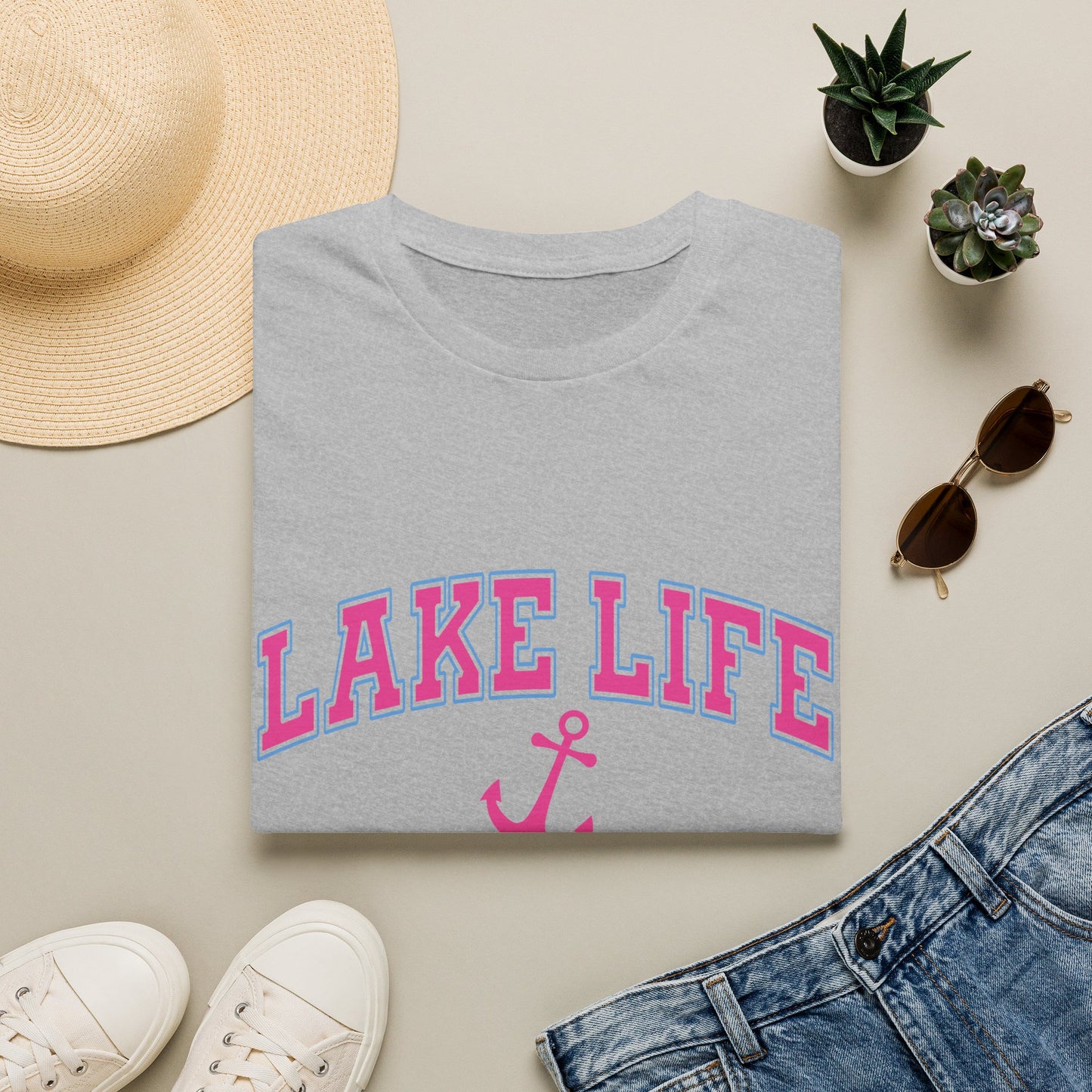 Lake Life T-Shirt — Pink Anchor Summer Tee