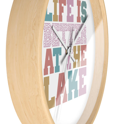 Life Is Better at the Lake Wall Clock — Colorful Cabin & Lake House Decor