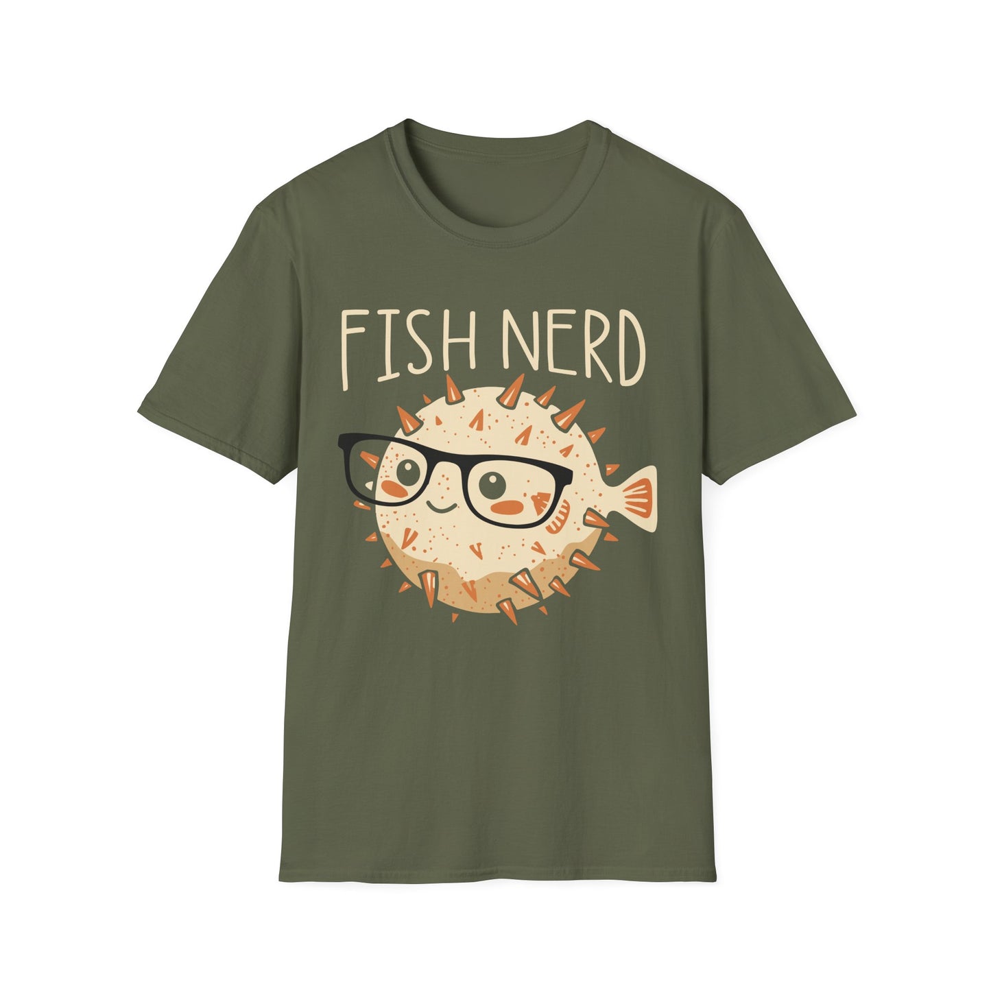 Fish Nerd T-Shirt — Cute Pufferfish Glasses Tee for Marine Lovers