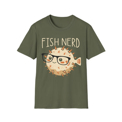 Fish Nerd T-Shirt — Cute Pufferfish Glasses Tee for Marine Lovers