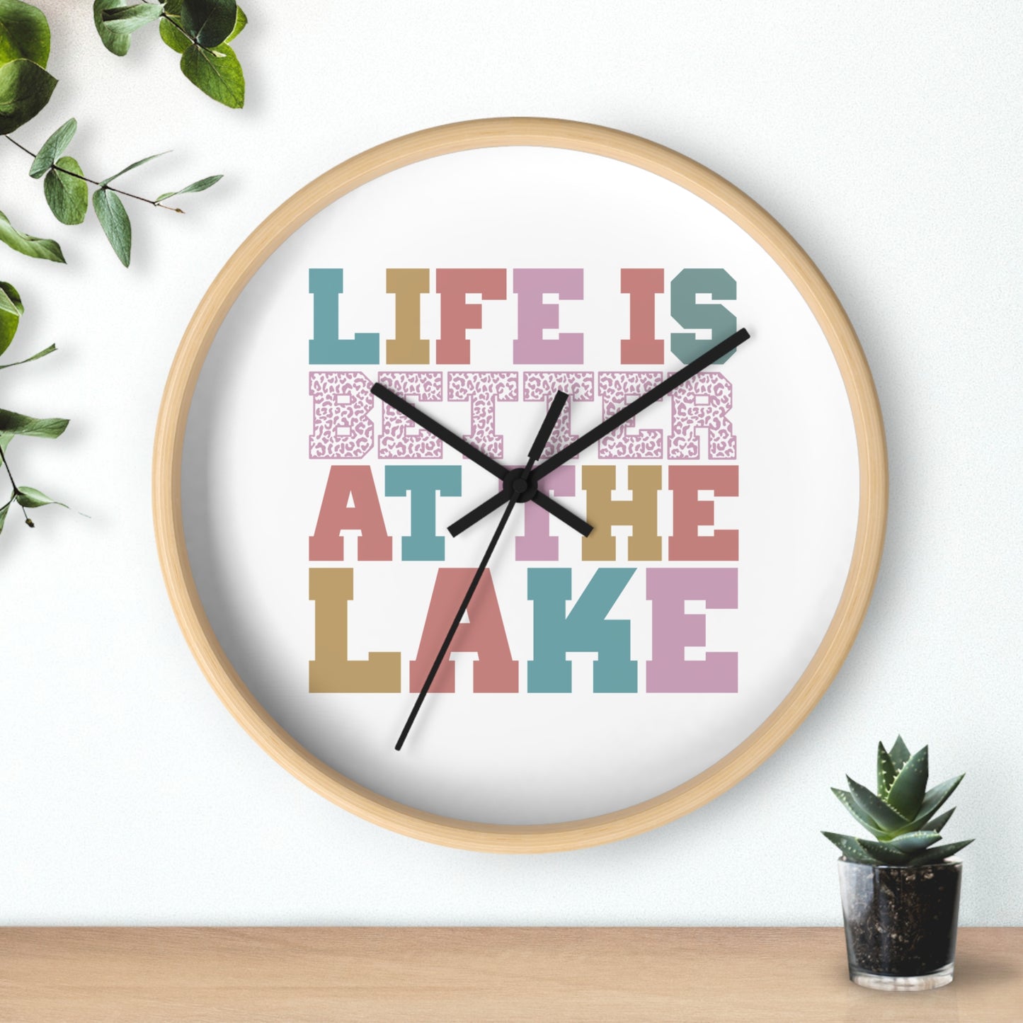 Life Is Better at the Lake Wall Clock — Colorful Cabin & Lake House Decor