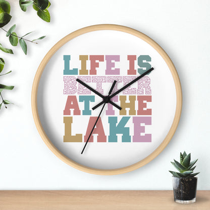 Life Is Better at the Lake Wall Clock — Colorful Cabin & Lake House Decor