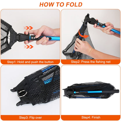 Foldable Fishing Net with Aluminum Handle and Nano Coating LJGDeals