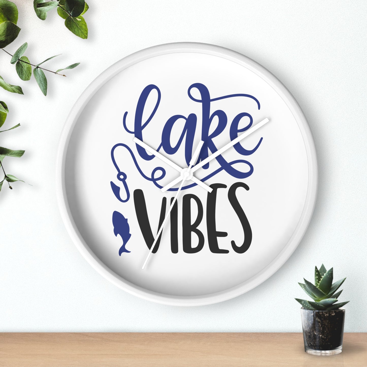 Lake Vibes Wall Clock — Nautical Fishing Cabin Decor