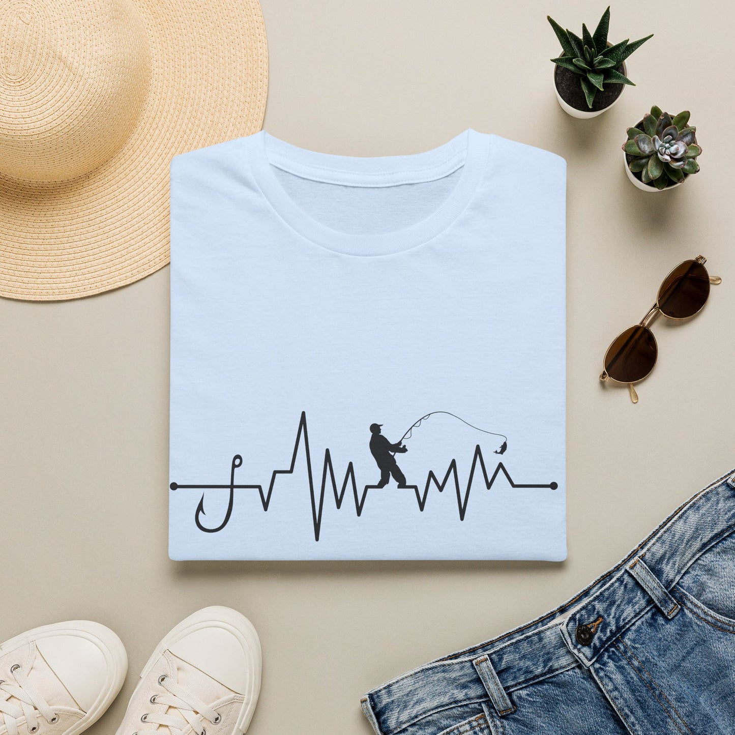 Fishing Heartbeat T-Shirt — Angler Pulse Graphic Tee