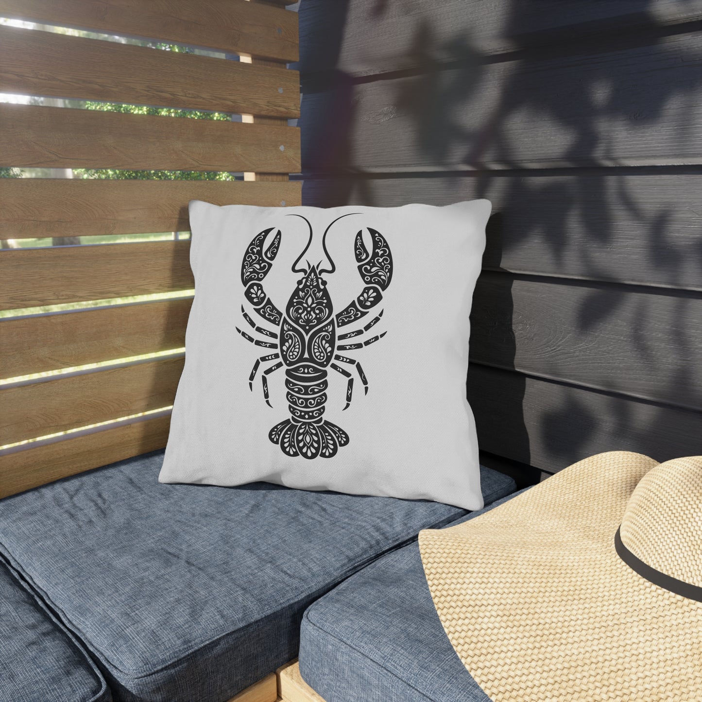 Celtic Crawfish Outdoor Pillow — Nautical Patio Accent Cushion