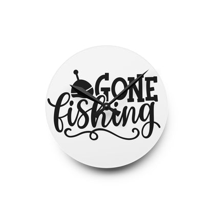Gone Fishing Acrylic Wall Clock — Nautical Fishing Decor