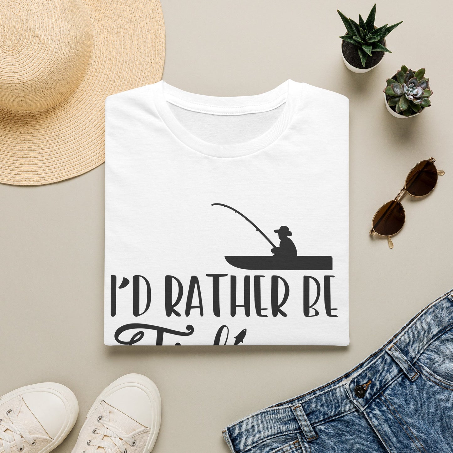 I'd Rather Be Fishing T-Shirt — Fisherman Silhouette Tee
