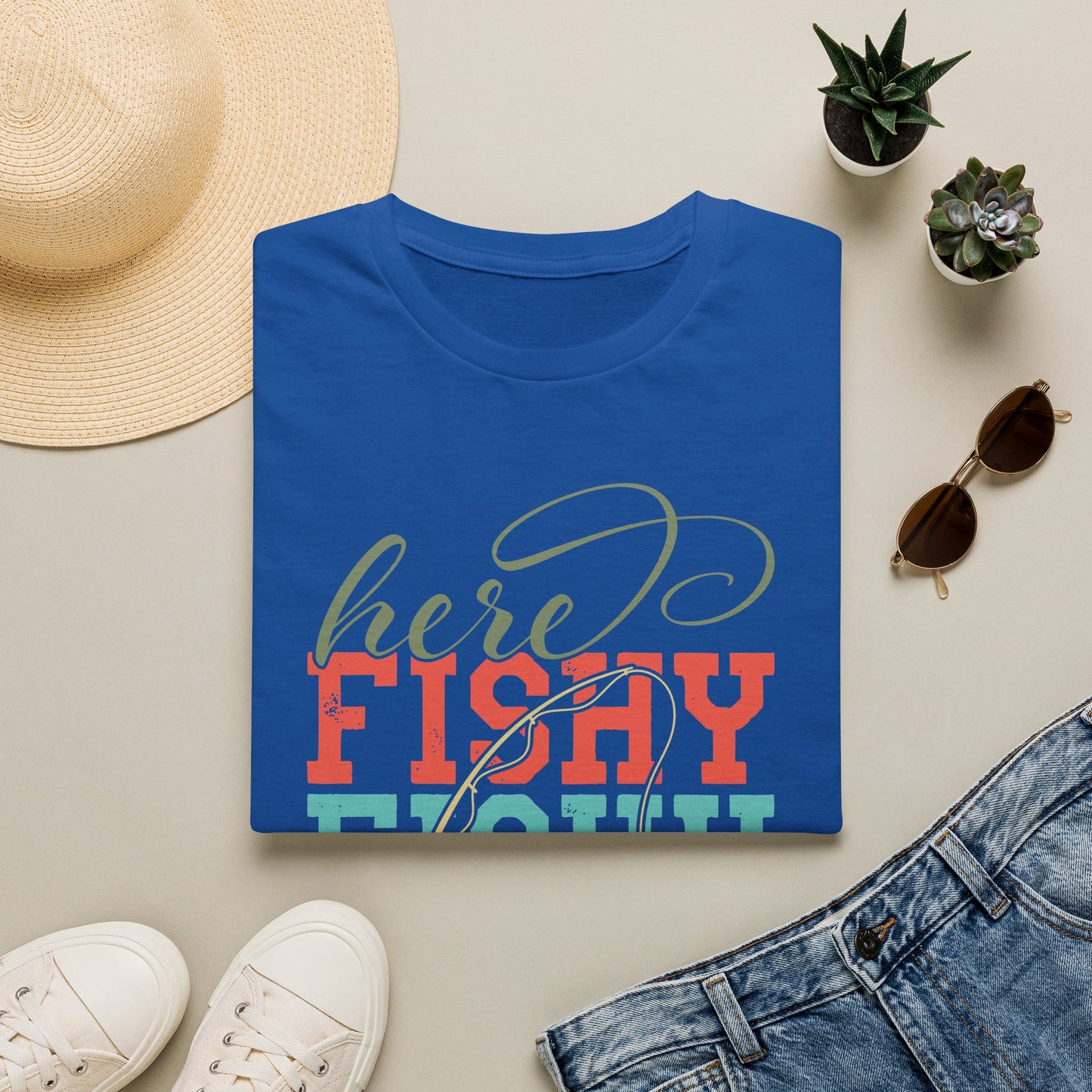 Here Fishy Fishy Fishing T-Shirt — Cute Retro Fishing Tee for Anglers