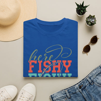 Here Fishy Fishy Fishing T-Shirt — Cute Retro Fishing Tee for Anglers