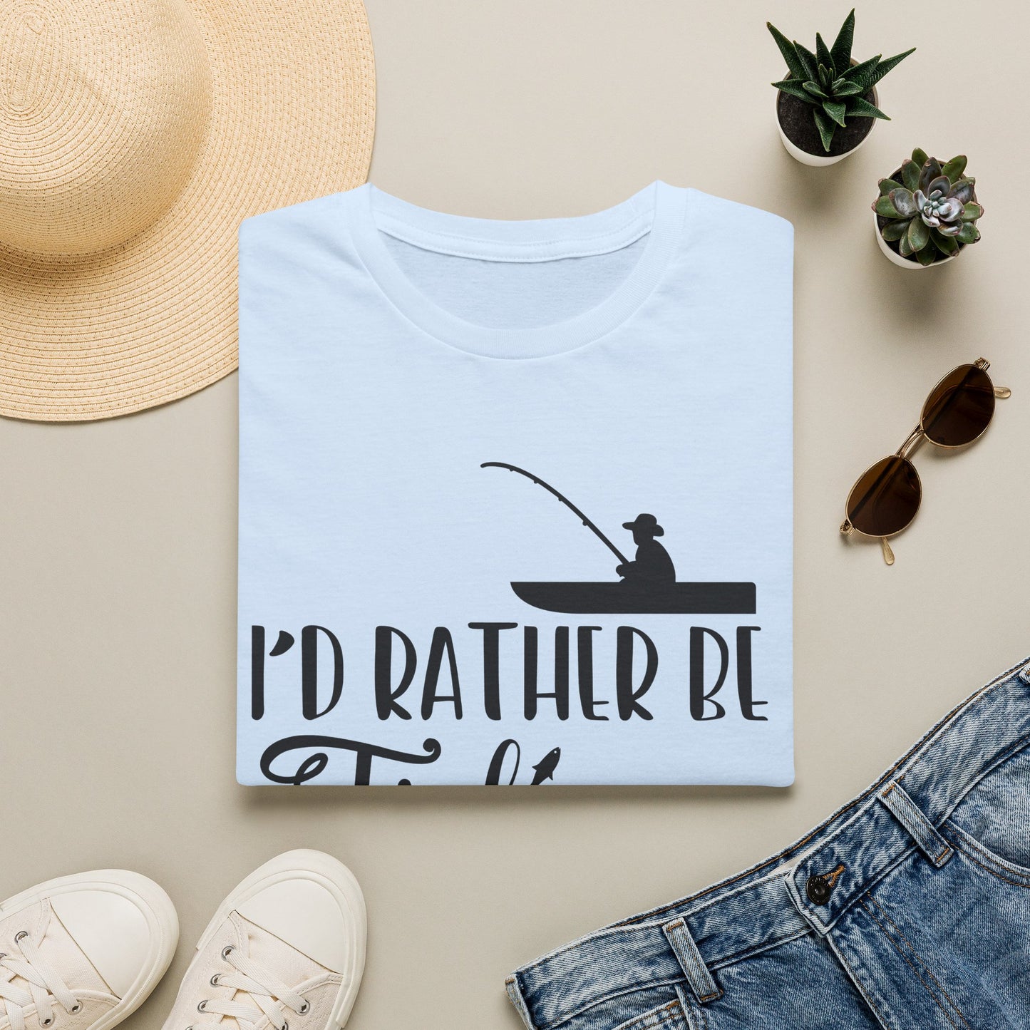 I'd Rather Be Fishing T-Shirt — Fisherman Silhouette Tee