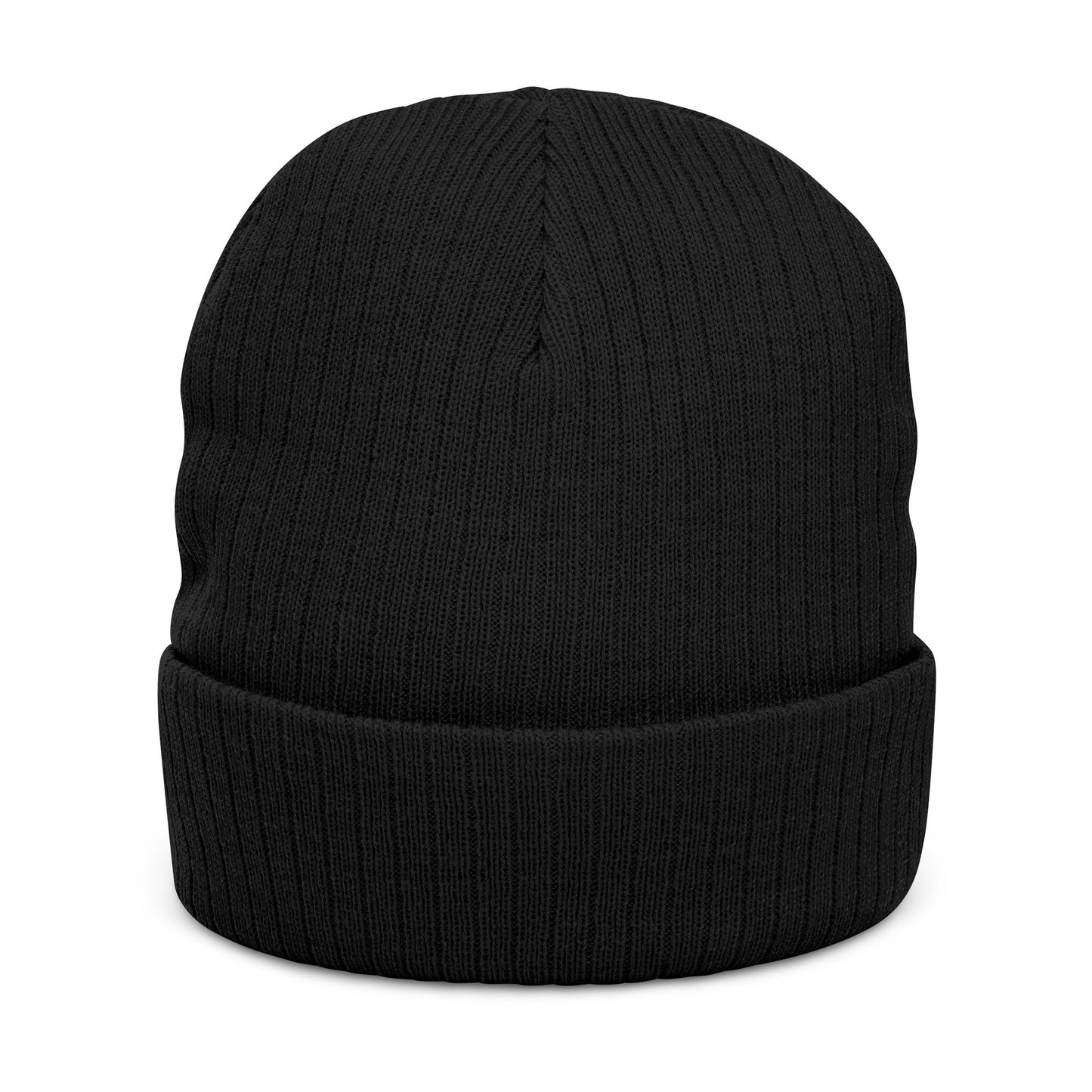 'Fish Krack' Ribbed Knit Beanie – Cozy Winter Skull & Rose Cuffed Hat