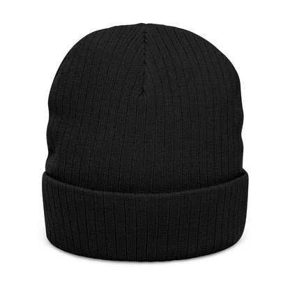 'Fish Krack' Ribbed Knit Beanie – Cozy Winter Skull & Rose Cuffed Hat