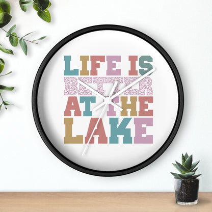 Life Is Better at the Lake Wall Clock — Colorful Cabin & Lake House Decor