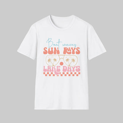 "Boat Waves Sun Rays Lake Days" Vintage Beach Tee