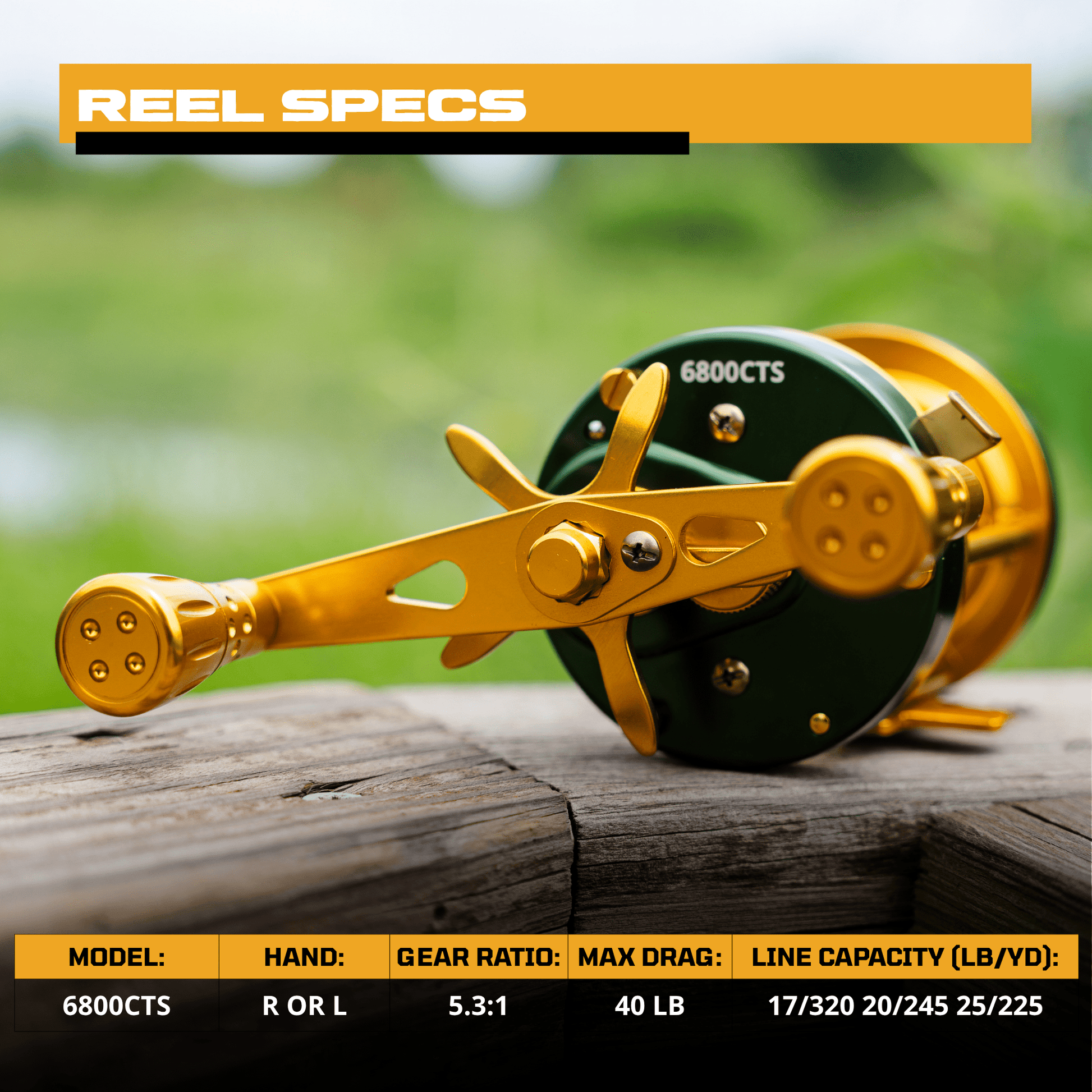 6800 CTS Round Baitcaster Reel Catfish Pro