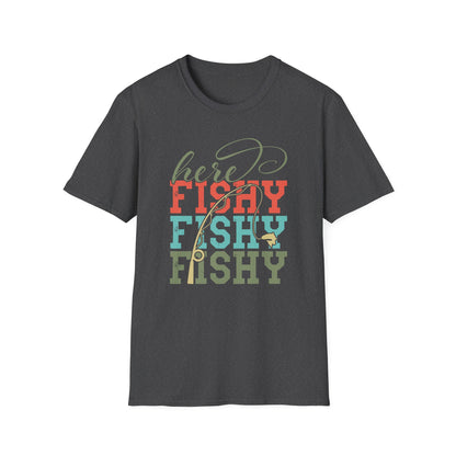 Here Fishy Fishy Fishing T-Shirt — Cute Retro Fishing Tee for Anglers