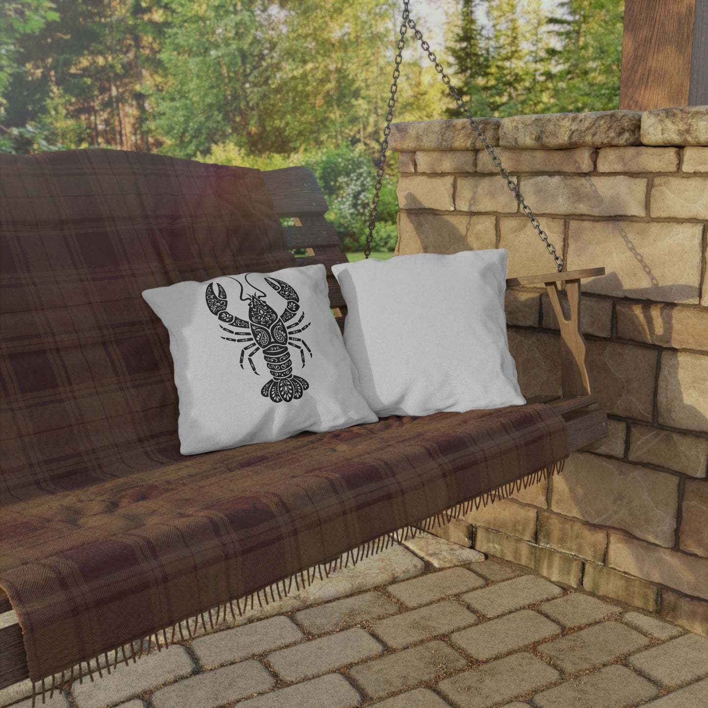 Celtic Crawfish Outdoor Pillow — Nautical Patio Accent Cushion