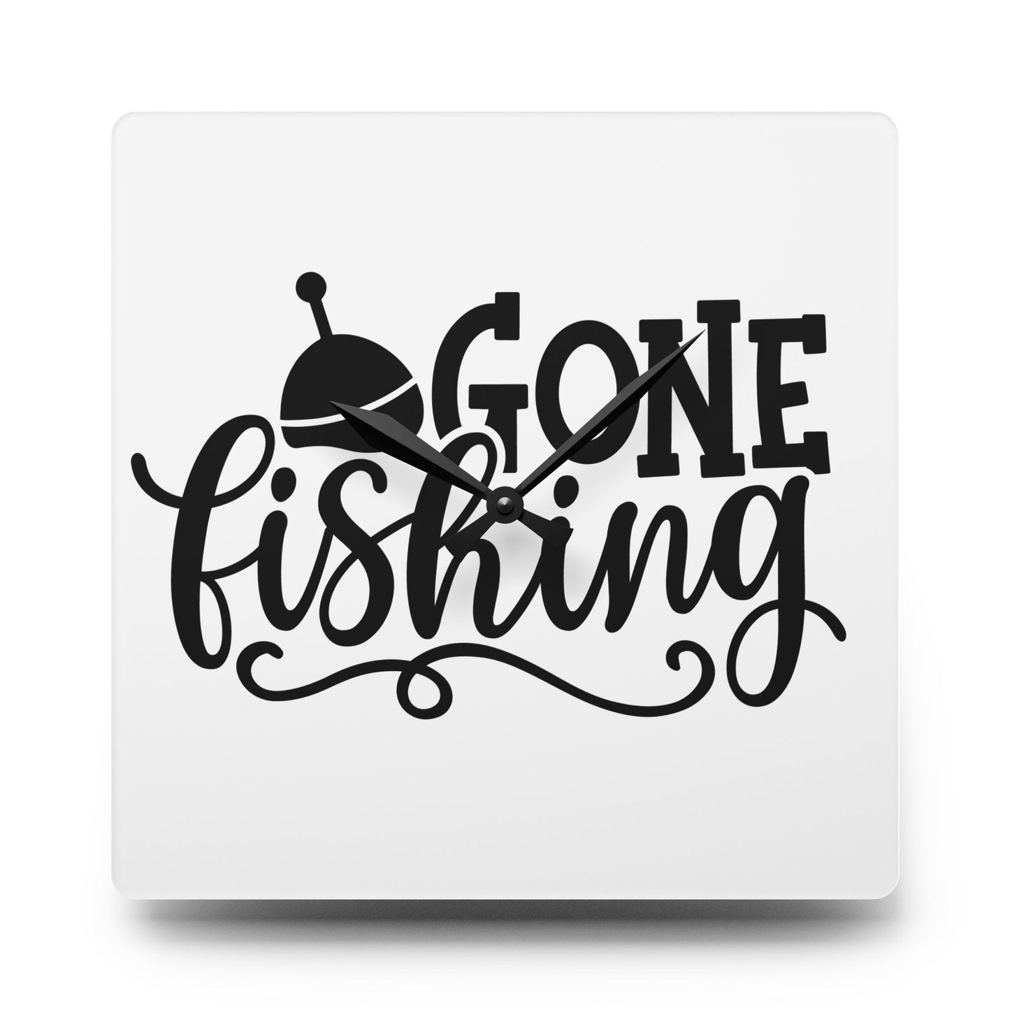 Gone Fishing Acrylic Wall Clock — Nautical Fishing Decor