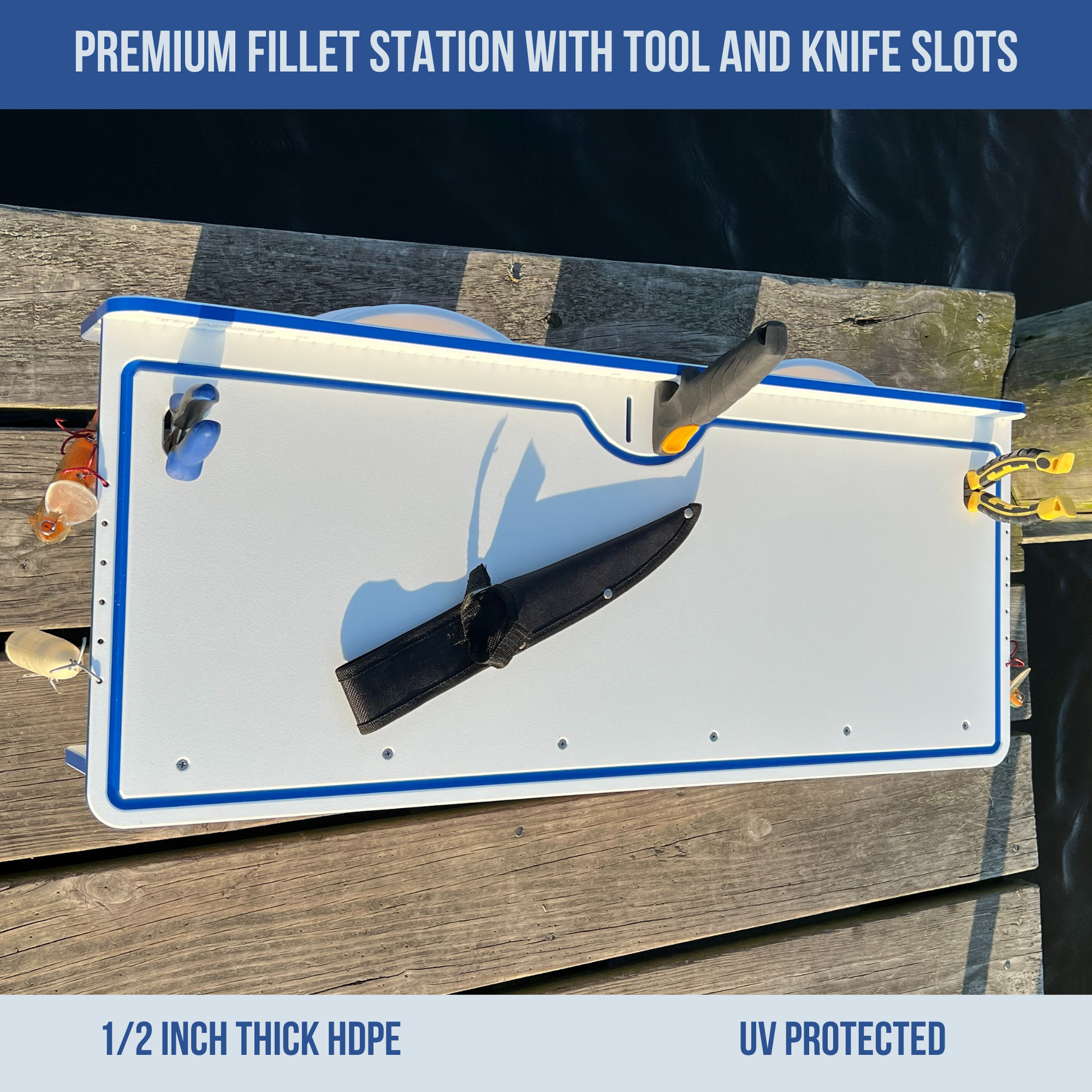 Made in the USA | Premium Double Bucket 33" Raised Fillet Table Cutting Board TRAPSKI