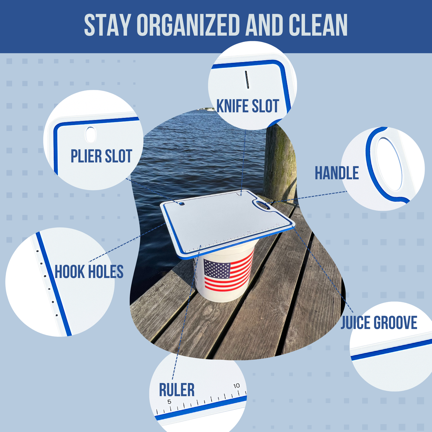 Made in the USA | Premium Bucket or Cooler Fishing Cutting Board TRAPSKI