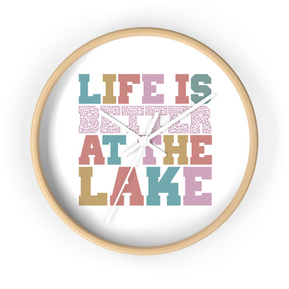 Life Is Better at the Lake Wall Clock — Colorful Cabin & Lake House Decor