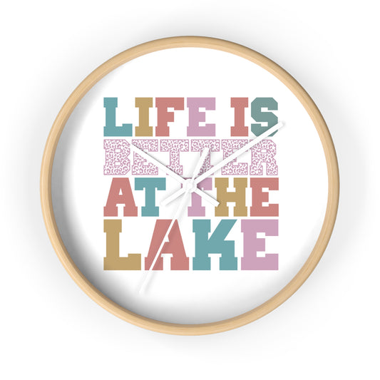 Life Is Better at the Lake Wall Clock — Colorful Cabin & Lake House Decor