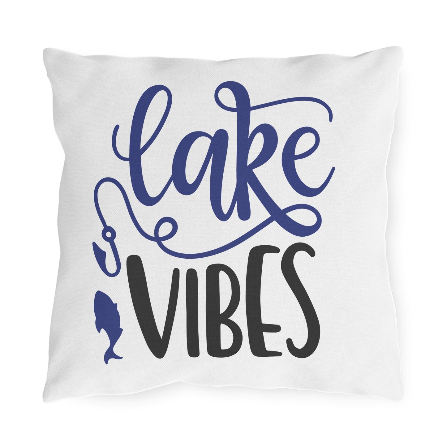 Lake Vibes Outdoor Pillow — Nautical Fishing Cabin Decor