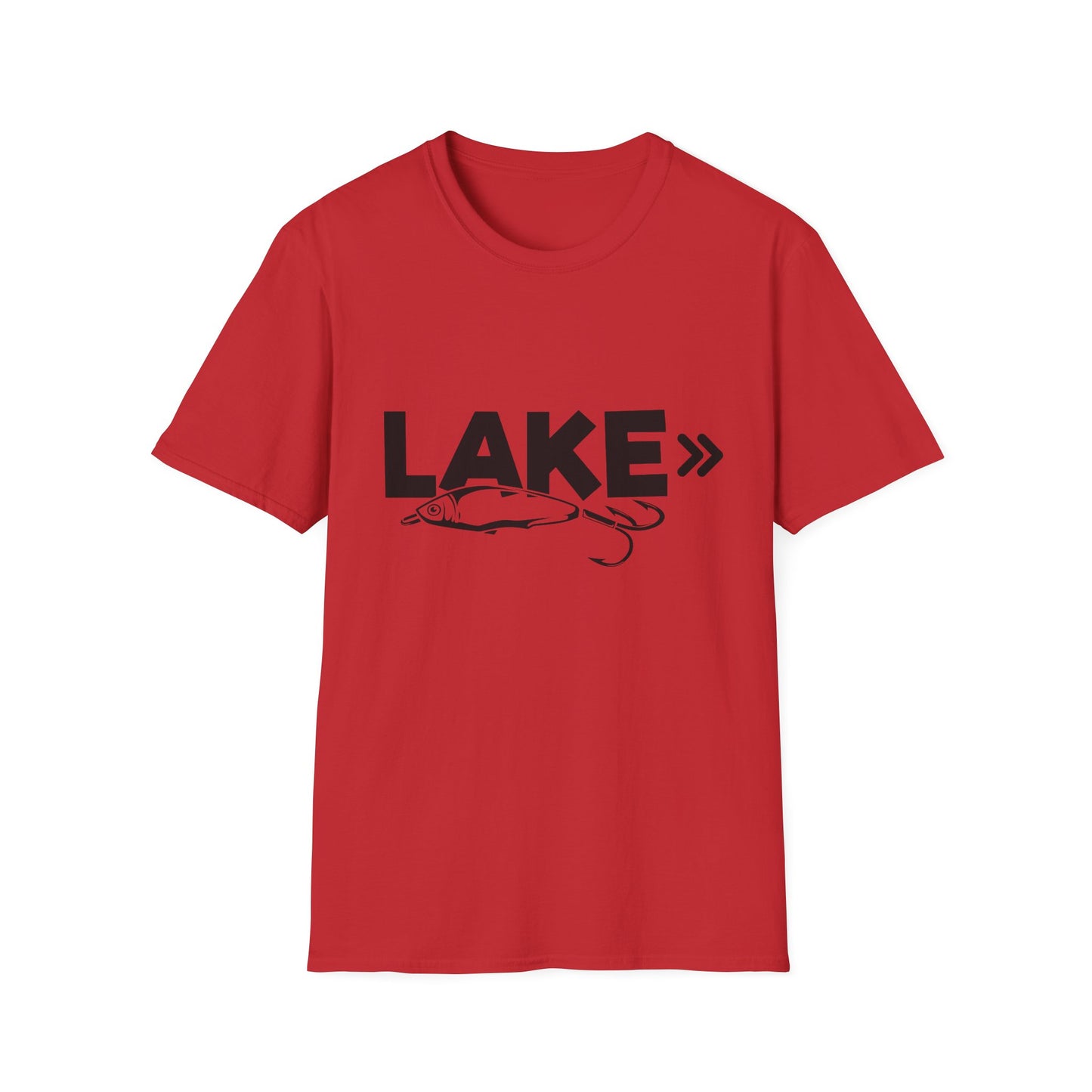 Lake Fishing T-Shirt — 'LAKE' with Bass Lure Graphic