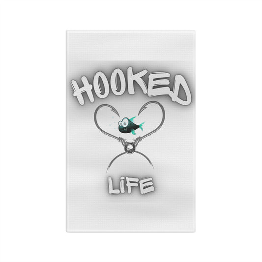 Hooked Life Fishing Microfiber Tea Towel — Funny Fish & Hook Kitchen Towel