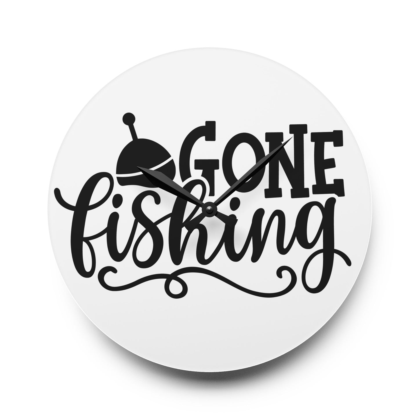 Gone Fishing Acrylic Wall Clock — Nautical Fishing Decor