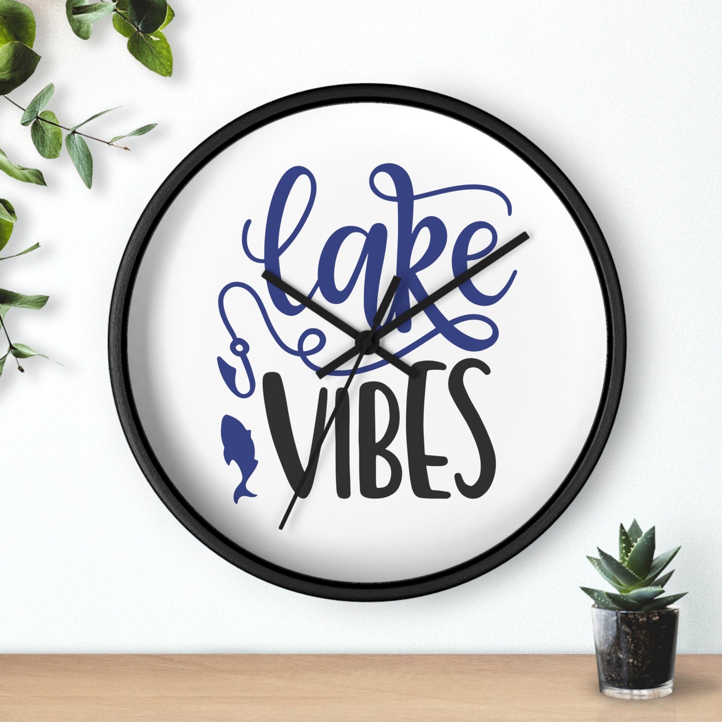 Lake Vibes Wall Clock — Nautical Fishing Cabin Decor